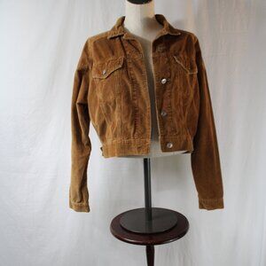 American Eagle Women's Size S Shirt Brown Corduroy Button Front Crop Shacket